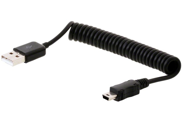 DeLock Kabel USB 2.0-A Stecker>USB mini Stecker Spiralkabel