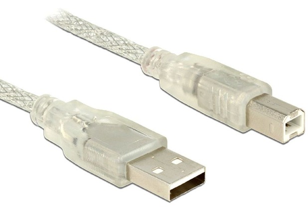 DeLock Kabel USB 2.0 A Stecker > USB 2.0 B Stecker durchsichtig