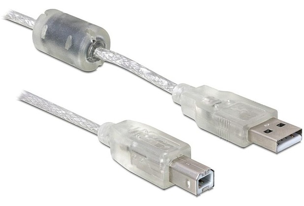 DeLock Kabel USB 2.0 A Stecker > USB 2.0 B Stecker 0,5 m durchsichtig