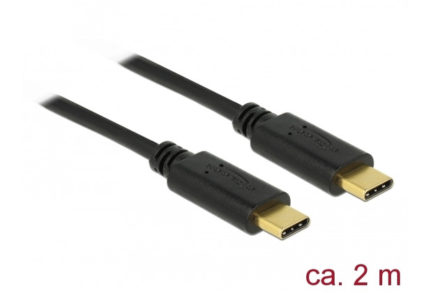 DeLock Kabel USB 2.0 USB Type-C Stecker > USB Type-C Stecker 2,0 m schwarz 5 A