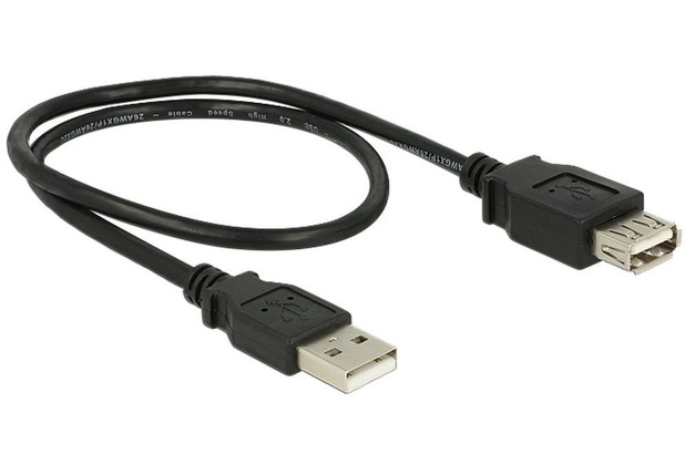 DeLock Kabel USB 2.0 Verlngerung, A/A 0,5 m schwarz