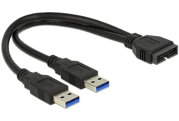 DeLock Kabel USB 3.0 Pfostenstecker > 2 x USB 3.0-A St 25cm
