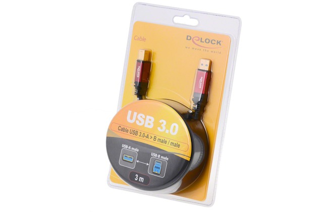 DeLock Kabel USB 3.0 rot Premium A-B St/St 3.0m DL