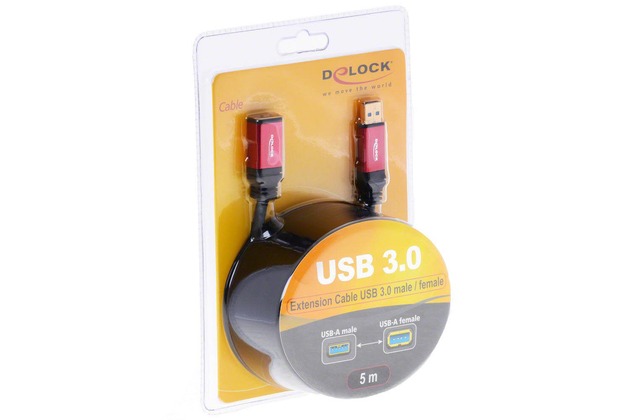 DeLock Kabel USB 3.0 rot Premium Verlängerung 5m DL