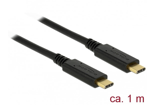 DeLock Kabel USB 3.1 Gen 2 USB Type-C St. > USB Type-C St. E-Marker 1m schwarz