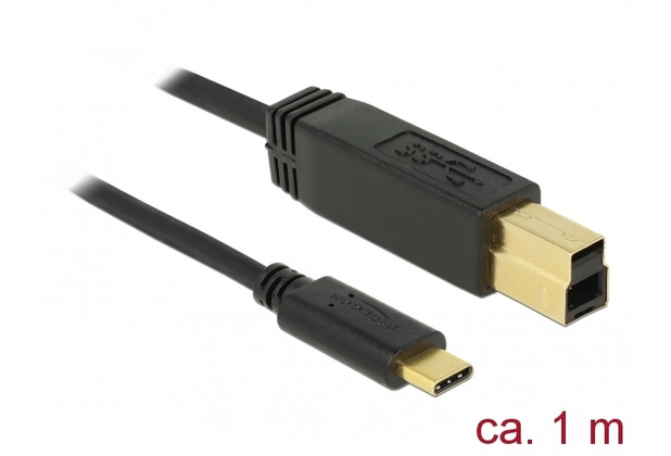 DeLock Kabel USB 3.1 Gen 2 USB Type-C Stecker > USB Typ-B Stecker 1,0 m schwarz