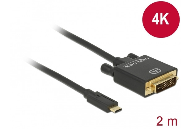 DeLock Kabel USB Type-C Stecker > DVI 24+1 Stecker DP-Alt Mode 4K 30 Hz 2 m sch