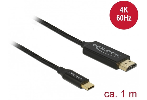 DeLock Kabel USB Type-C Stecker > HDMI-A Stecker DP-Alt Mode 4K 60 Hz 1 m