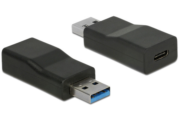DeLock Konverter USB 3.1 Gen 2 Typ-A Stecker > USB Type-C Buchse Aktiv schwarz