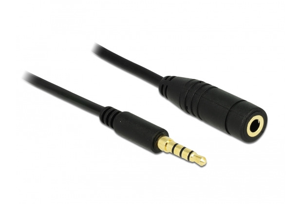DeLock Verlängerungskabel Audio Klinke 3,5 mm Stecker / Buchse IPhone 4 Pin 1 m
