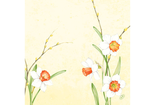 Duni Dunisoft-Servietten Daffodil Joy 40 x 40 cm 1/4 Falz 60 Stck