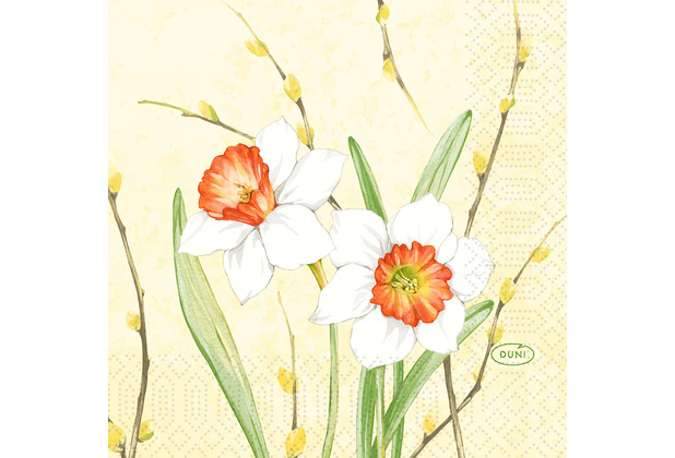 Duni Zelltuchservietten Daffodil Joy 24 x 24 cm 3-lagig 1/4 Falz 50 Stck