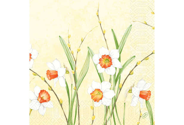 Duni Zelltuchservietten Daffodil Joy 40 x 40 cm 3-lagig 1/4 Falz 250 Stck