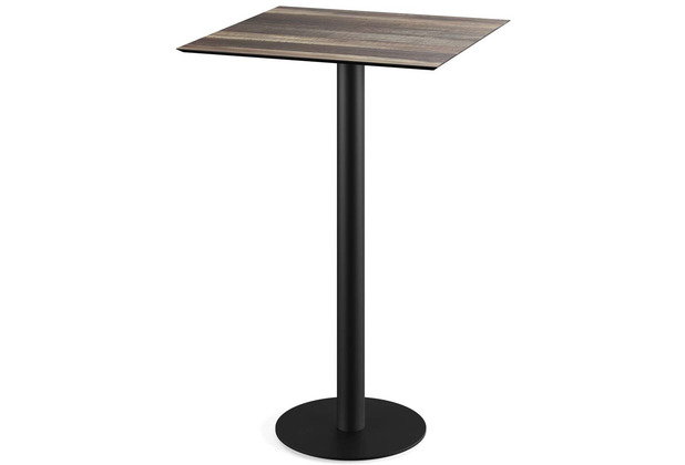 Essentials Urban Stehtisch Schwarz gestell + Tropical Wood HPL 70x70 cm