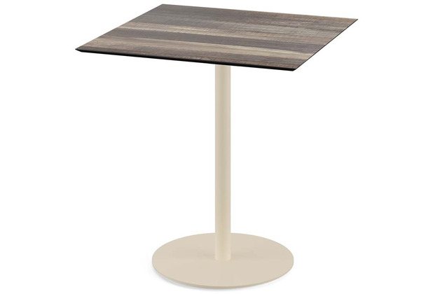 Essentials Urban Terrassentisch Sand gestell + Tropical Wood HPL 70x70 cm