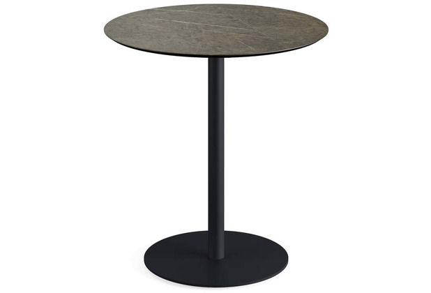 Essentials Urban Terrassentisch Schwarz gestell + Midnight Marble HPL 70 cm