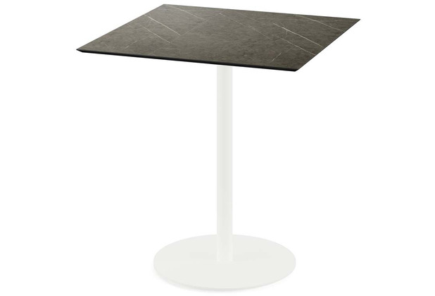 Essentials Urban Terrassentisch Wei gestell + Midnight Marble HPL 70x70 cm