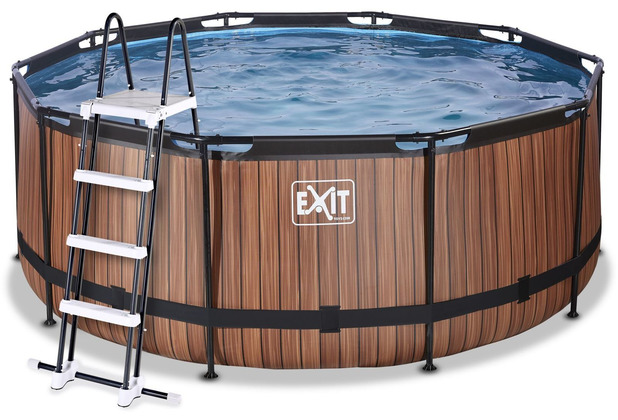 EXIT Wood Pool mit Filterpumpe - braun ø360x122cm