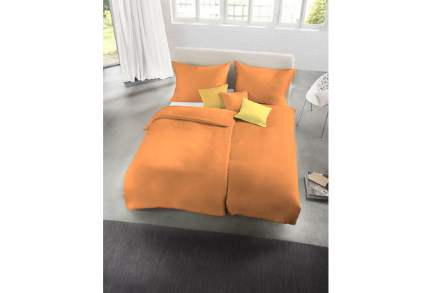 Fleuresse Bettwsche Garnituren Colours orange 200x200 +  2 x 80x80