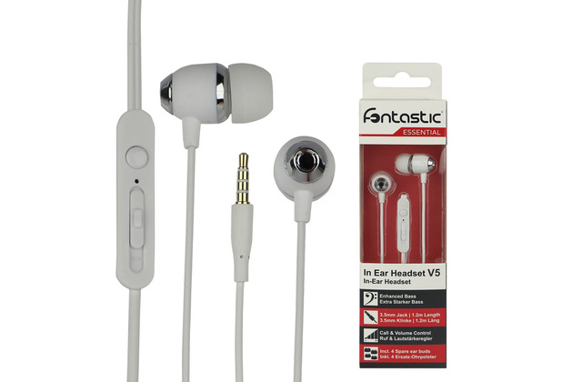 Fontastic Essential Essential In-Ear Stereo-Headset V5 ws Perleffekt Rufannahme-Taste, Lautstärkeregelung, Mikrofon