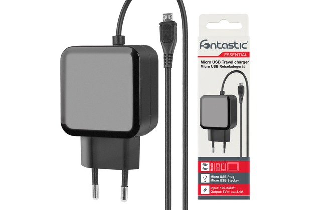 Fontastic Essential Essential Netzteil Micro-USB 2.4A schwarz 1.2 m