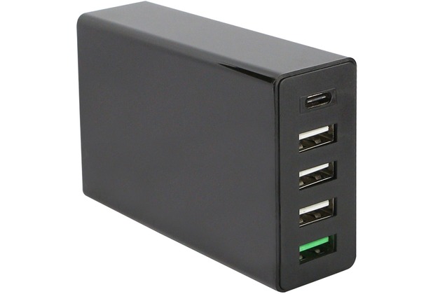 Fontastic Prime Netzteil Tano 4x USB + 1x Type-C 45W schwarz mit integriertem Smart IC + Fast Charge 3