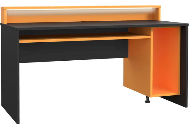 Forte Schreibtisch Schwarz matt (Z113) / Orange (U37)