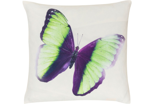 Freundin Kissen (gefllt) Summer Buttelfly offwhite-grn-violett 45 x 45 cm