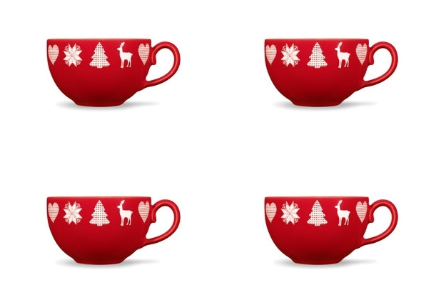 Friesland 4er Set Kaffee- Obertasse, Happymix, Friesland, 0,24l Weihnachten Rot