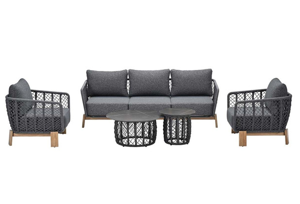 Garden Impressions Gartensofa Kingstown Loungeset aus Seil light teaklook/ merino black