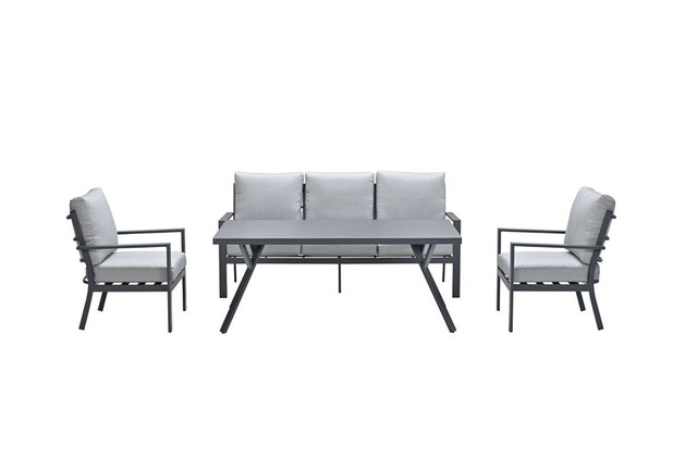 Garden Impressions Sergio L/D Sofa Set 4-tlg carbon schwarz/ hell grau