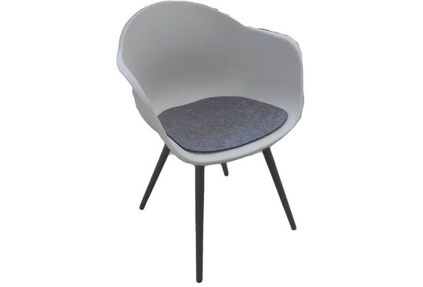 Garden Pleasure 4er Set Stuhl ZARA Alu / Kunststoff PP, grau, mit Auflage