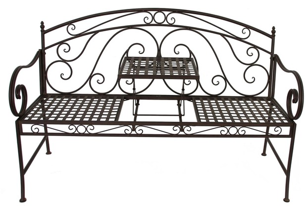 Garden Pleasure Bank SAKET mit hochklappbarem Tisch Metall, schwarz