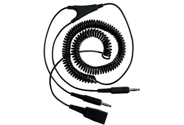 Jabra Headset-Anschlusskabel QD<>2 x 3,5mm Klinke PC, 0,5-2,0m Spiral