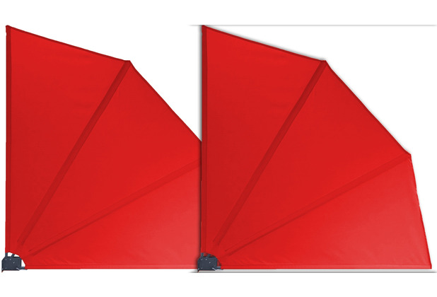 Grasekamp 2 Stück Balkonfächer Rot Premium  140 x 140 cm mit Wandhalterung Trennwand  Sichtschutz Rot