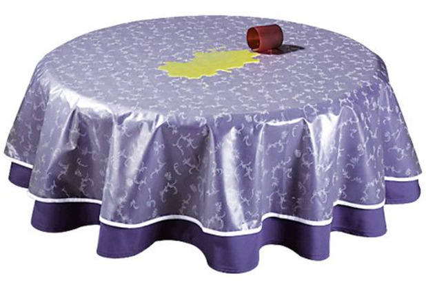 Grasekamp Tischdeckenschoner PVC Folie 160x210cm  Oval Transparent mit weißem Blumenaufdruck