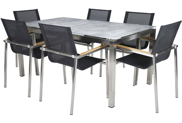 Greemotion 6 Pers. Edelstahl Essgruppe Dining Set Sydney 7-teilig