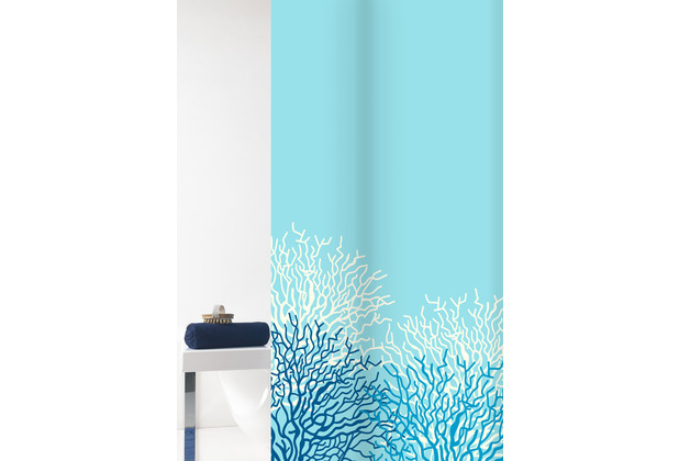 GRUND Duschvorhang Reef weiß/blau 180x200 cm