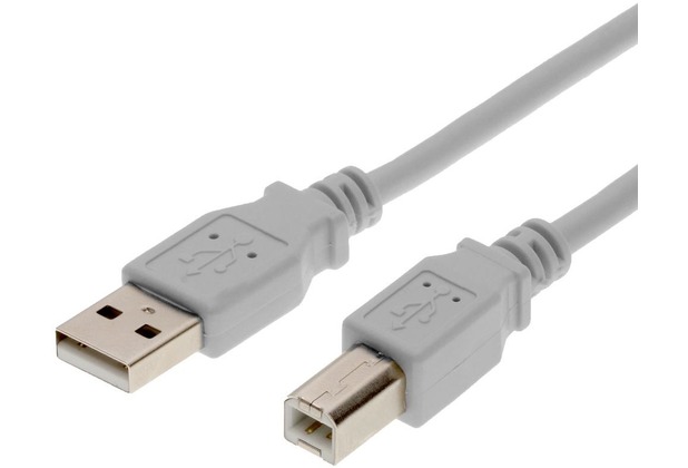 Helos USB 2.0 Anschlusskabel Serie A auf B, 3 m, grau