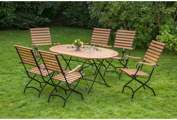 Hertie Garten Gartenmbelset Essgruppe Schlossgarten Set 6 Personen, hoher Sessel & ovaler Tisch