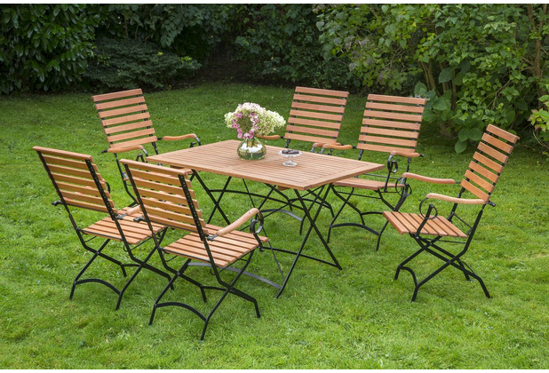 Hertie Garten Gartenmbelset Essgruppe Schlossgarten Set 6 Personen, hoher Sessel & rechteckiger Tisch