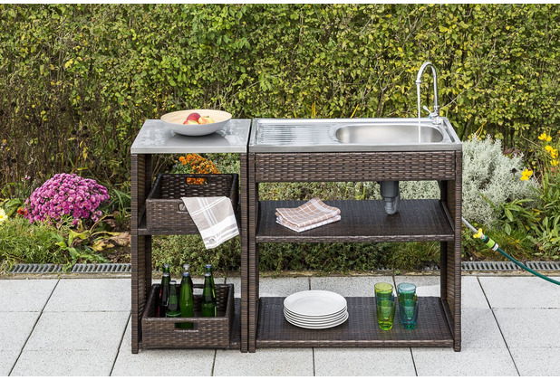 Hertie Garten Gartenspltisch mit Sideboard Kunststoffgeflecht