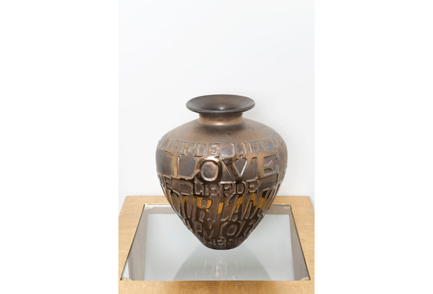 Hollnder Dekovase AMORE Keramik bronze-anthrazit-gold H36 cm