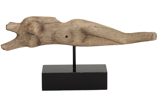 Holländer Figur ATLETA III Mangoholz antik - natur - Holz - Metallstange schwarz