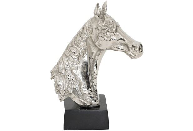 Holländer Pferdekopf PUROSANGUE Aluminium silber-schwarz H26 cm