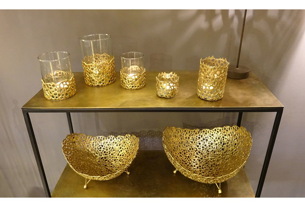 Holländer Windlicht 1-flg. UTOPISTICO KLEIN Metall gold - Glas klar