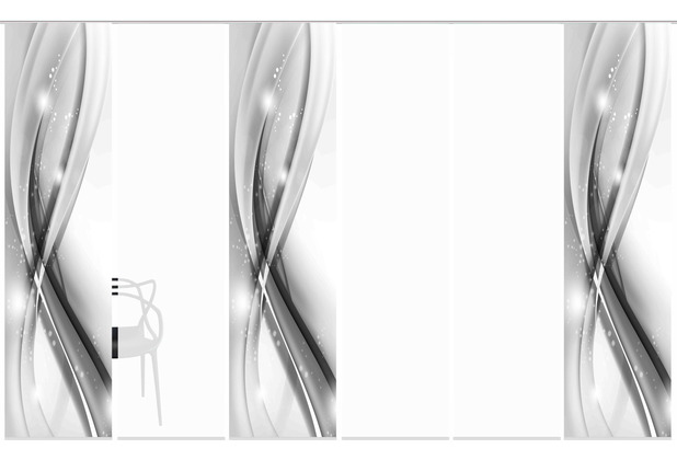 Home Wohnideen 6er Set Schiebewand Deko Digitaldruck Gliwe Grau 245x60 cm