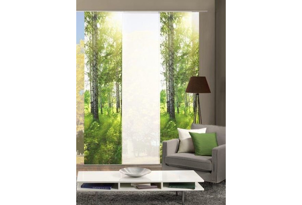 Home Wohnideen GALWAY 3er SET Schiebevorhang aus Dekostoff digitalbedruckt grn 245x60 cm