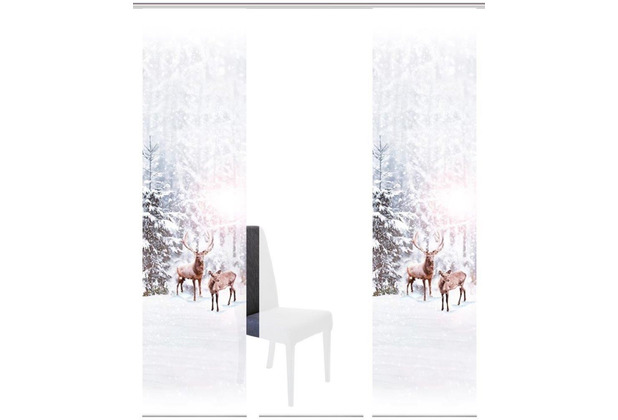 Home Wohnideen HIRALIA 3er SET Schiebevorhang aus Dekostoff digitalbedruckt natur 245x60 cm