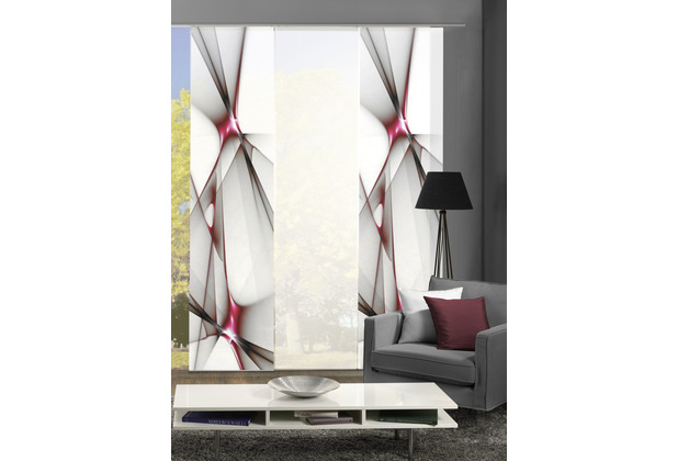 Home Wohnideen KINGFIELD 3er SET Schiebevorhang aus Dekostoff digitalbedruckt rot 245x60 cm